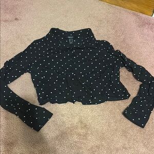 Black Polka Dot Cropped Blouse